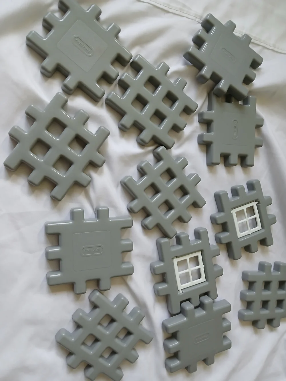 Vintage Little Tikes Wee Waffle Blocks Gray. incomplete